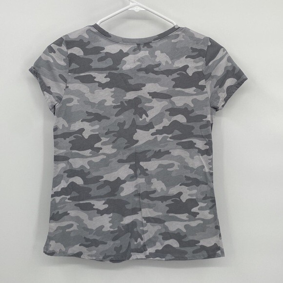 Justice Girls Gray Camo Gold Sparkle GRL POWER! Graphic Short Sleeve Shirt 12 - Picture 5 of 6